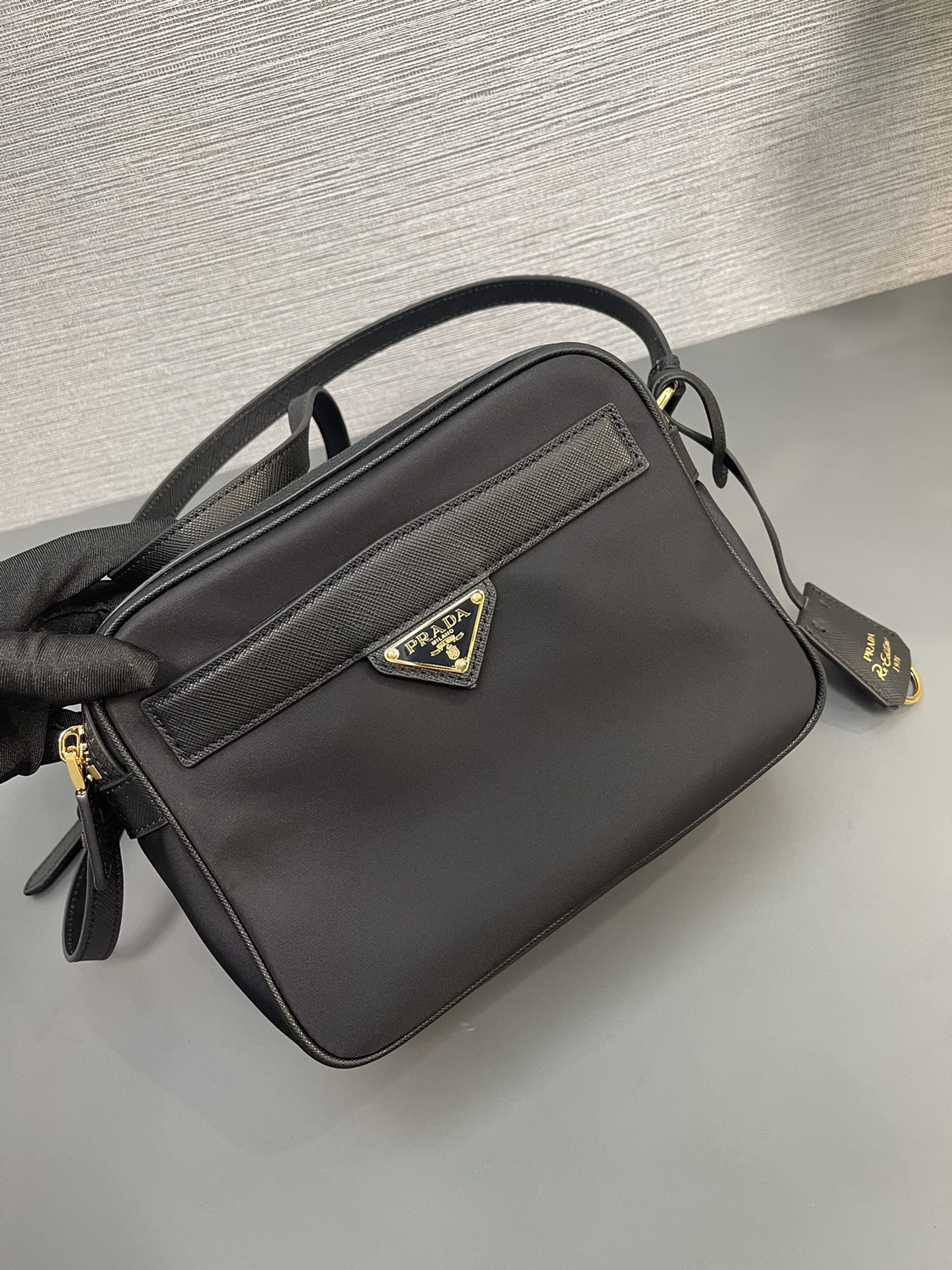 Prada Re Edition 1978 Re Nylon And Saffiano Leather Mini Shoulder Bag Black 1BH218